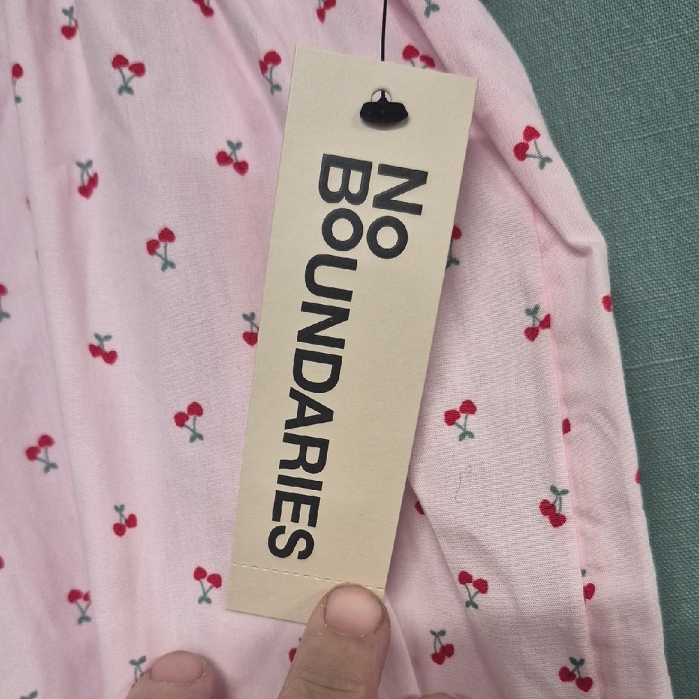 No Boundaries Pink Pajama Pants with Red Cherry Print - Picture 2 of 9